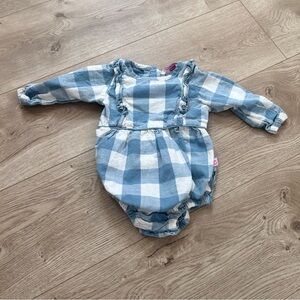 Ruffle butts 6-12 months gingham ruffle bubble blue